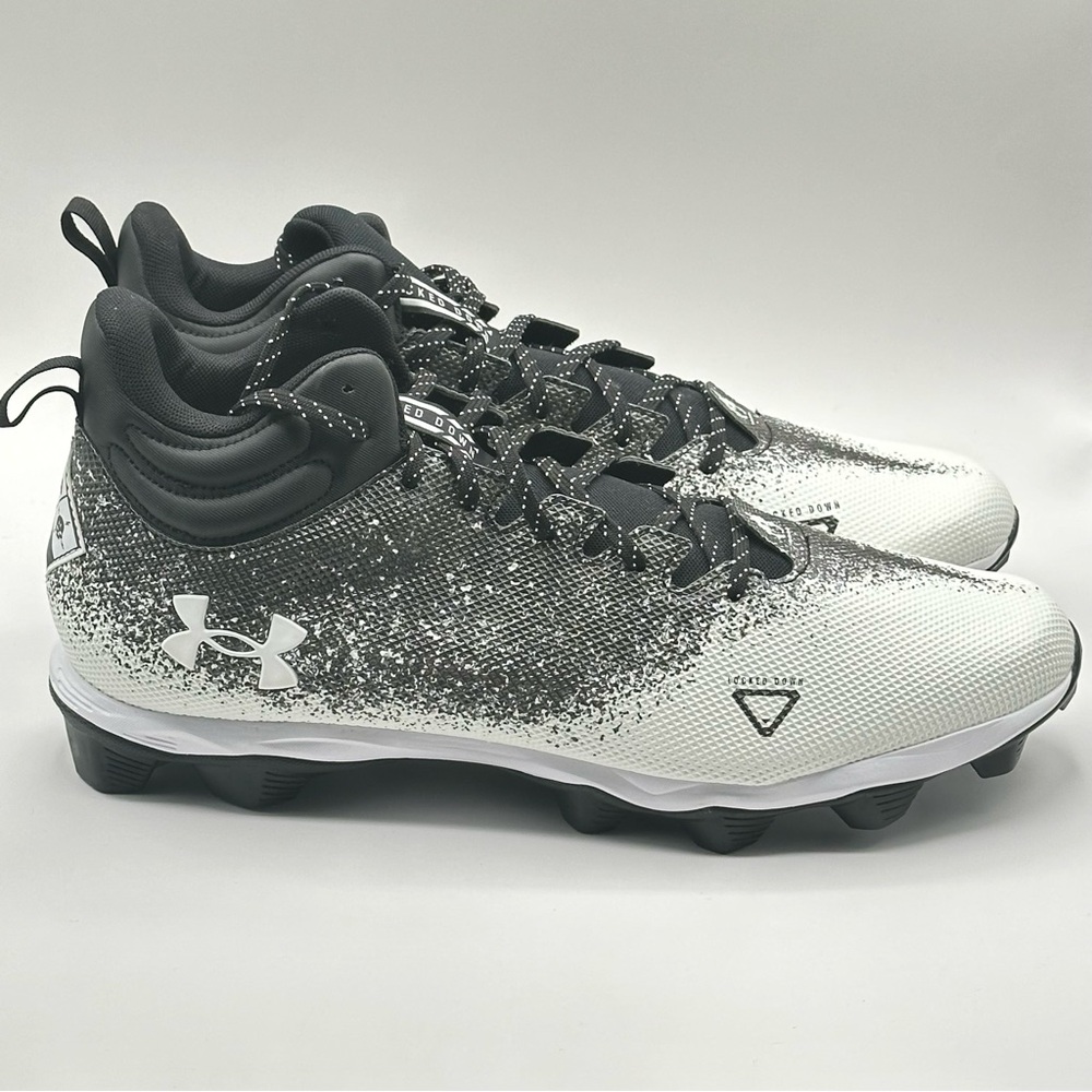Men’s Under Armour Spotlight Franchise 2.0 3025083-001 Black Football Cleats 16 - Picture 3 of 11